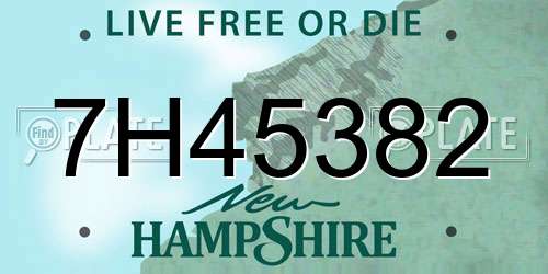 7H45382 New Hampshire License Plate