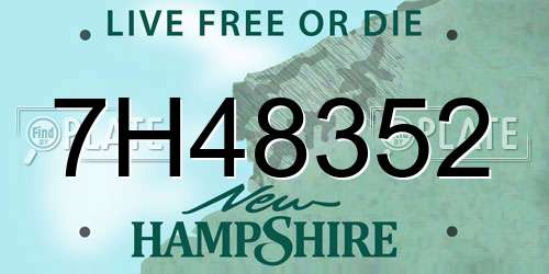 7H48352 New Hampshire License Plate