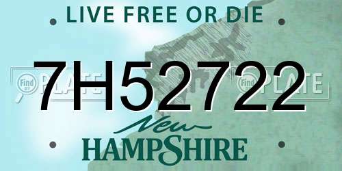7H52722 New Hampshire License Plate