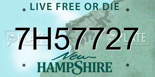 7H57727 New Hampshire License Plate