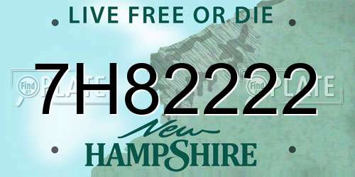 7H82222 New Hampshire License Plate