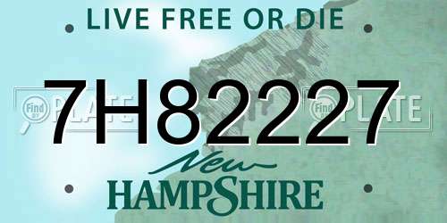 7H82227 New Hampshire License Plate