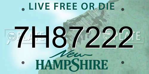 7H87222 New Hampshire License Plate