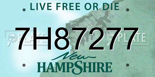 7H87277 New Hampshire License Plate