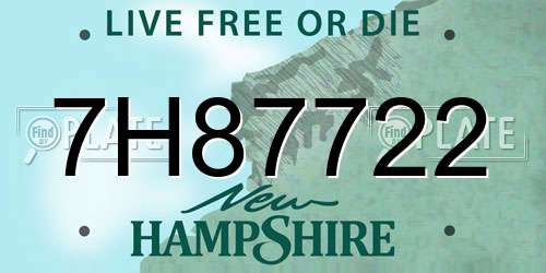 7H87722 New Hampshire License Plate