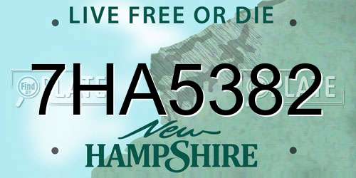 7HA5382 New Hampshire License Plate