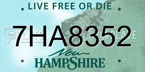 7HA8352 New Hampshire License Plate