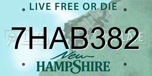 7HAB382 New Hampshire License Plate