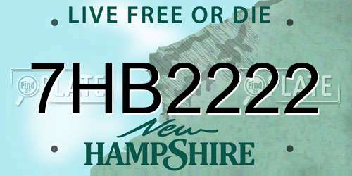 7HB2222 New Hampshire License Plate