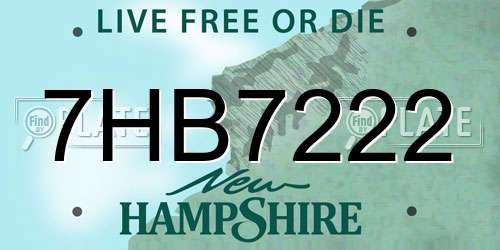 7HB7222 New Hampshire License Plate