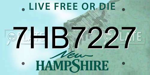 7HB7227 New Hampshire License Plate