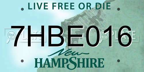 7HBE016 New Hampshire License Plate