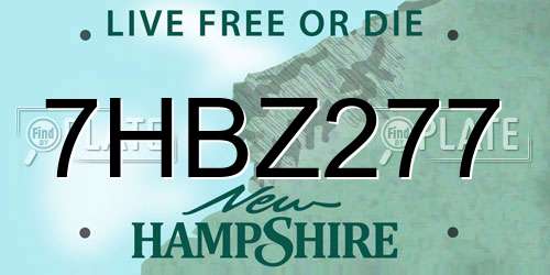 7HBZ277 New Hampshire License Plate