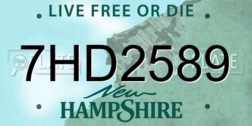 7HD2589 New Hampshire License Plate