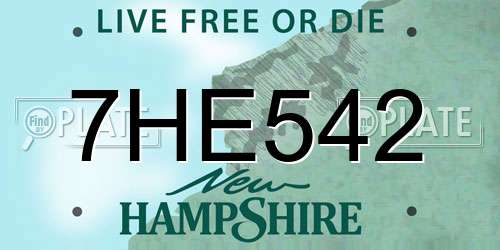 7HE542 New Hampshire License Plate