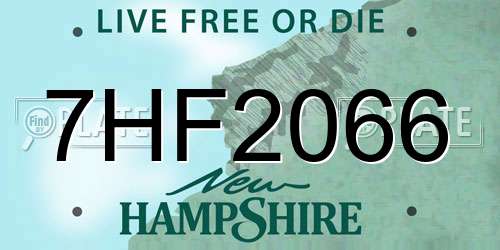 7HF2066 New Hampshire License Plate