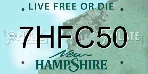 7HFC50 New Hampshire License Plate
