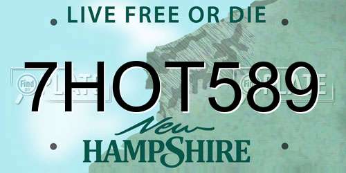 7HOT589 New Hampshire License Plate