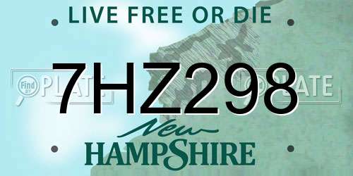 7HZ298 New Hampshire License Plate