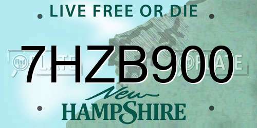 7HZB900 New Hampshire License Plate