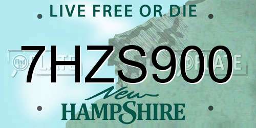 7HZS900 New Hampshire License Plate