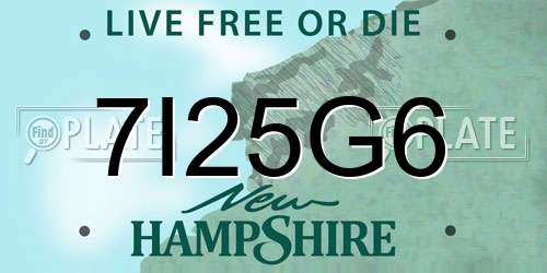 7I25G6 New Hampshire License Plate