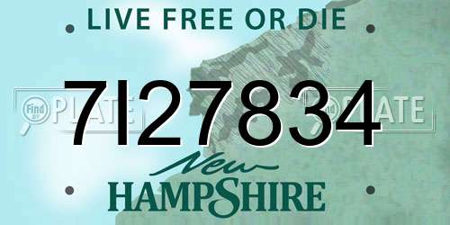7I27834 New Hampshire License Plate