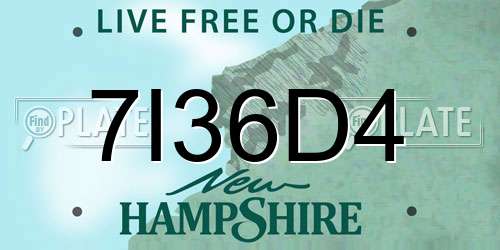 7I36D4 New Hampshire License Plate