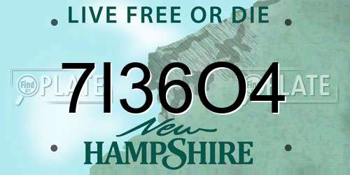 7I36O4 New Hampshire License Plate