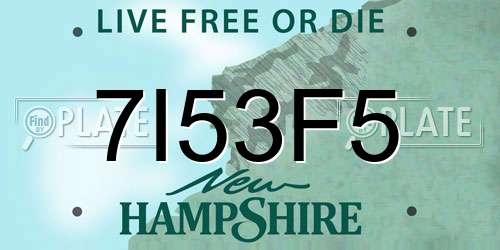 7I53F5 New Hampshire License Plate