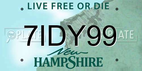 7IDY99 New Hampshire License Plate