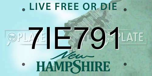 7IE791 New Hampshire License Plate