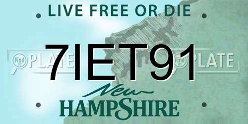 7IET91 New Hampshire License Plate