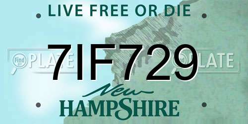 7IF729 New Hampshire License Plate
