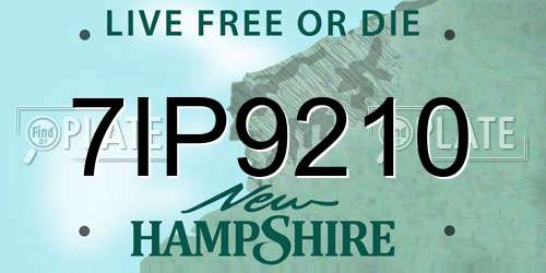 7IP9210 New Hampshire License Plate