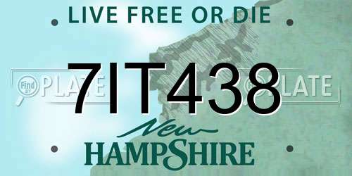 7IT438 New Hampshire License Plate