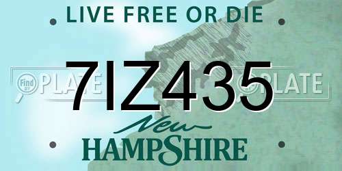 7IZ435 New Hampshire License Plate