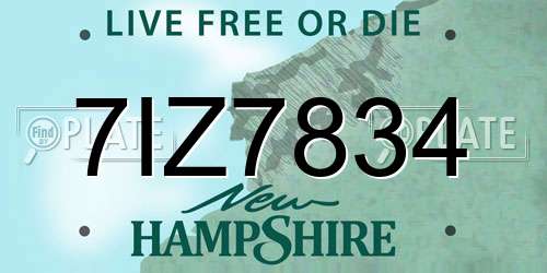 7IZ7834 New Hampshire License Plate