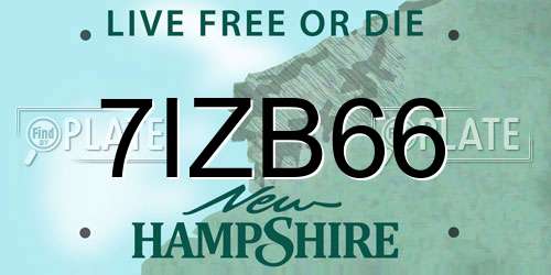 7IZB66 New Hampshire License Plate