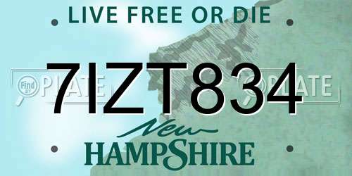 7IZT834 New Hampshire License Plate
