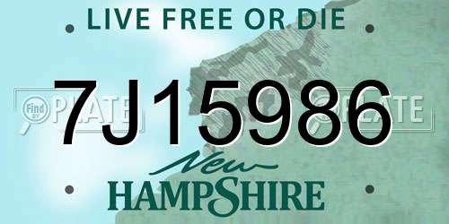 7J15986 New Hampshire License Plate