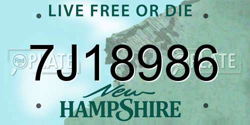7J18986 New Hampshire License Plate