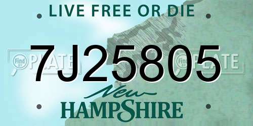7J25805 New Hampshire License Plate