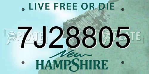 7J28805 New Hampshire License Plate