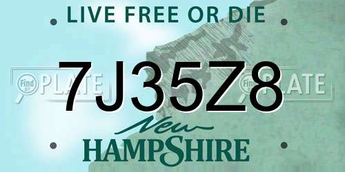 7J35Z8 New Hampshire License Plate