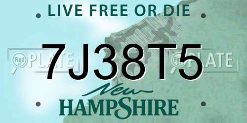 7J38T5 New Hampshire License Plate