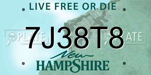 7J38T8 New Hampshire License Plate