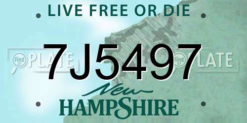 7J5497 New Hampshire License Plate