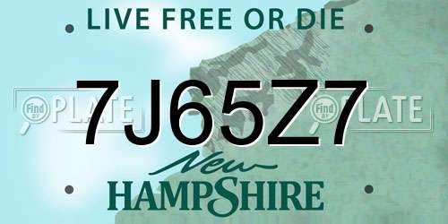 7J65Z7 New Hampshire License Plate