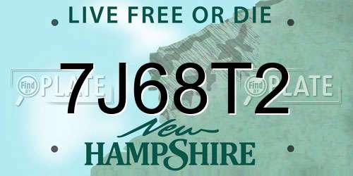 7J68T2 New Hampshire License Plate